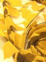Flok Baskı Gül Desen Tül