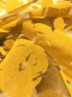 Flok Baskı Gül Desen Tül