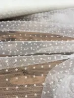 Flok Baskılı Puantiye Tül