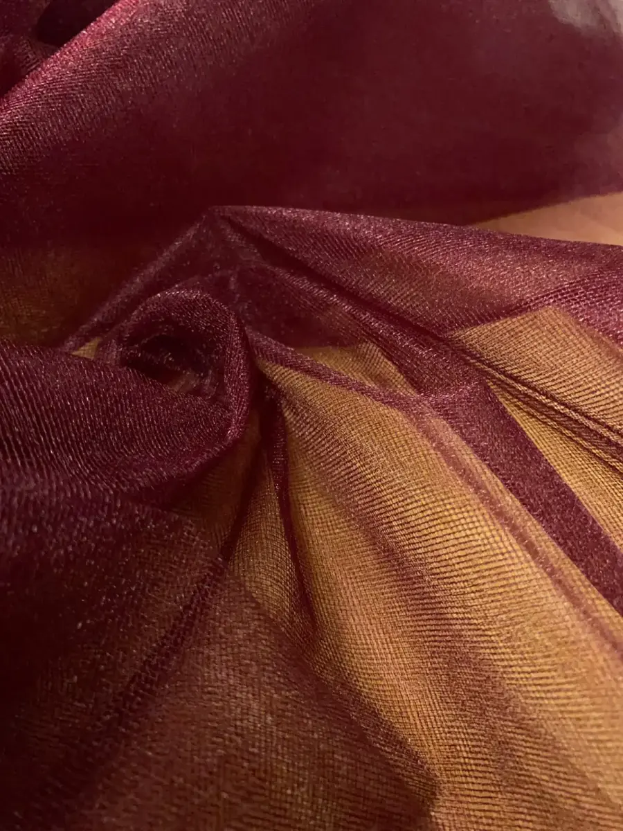 Kristal Tül Bordo kumaş 5