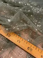 Kümeli Yıldız Varak Baskı Tül