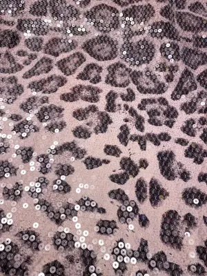 Şeffaf Payetli Leopar Jarse Pastellila