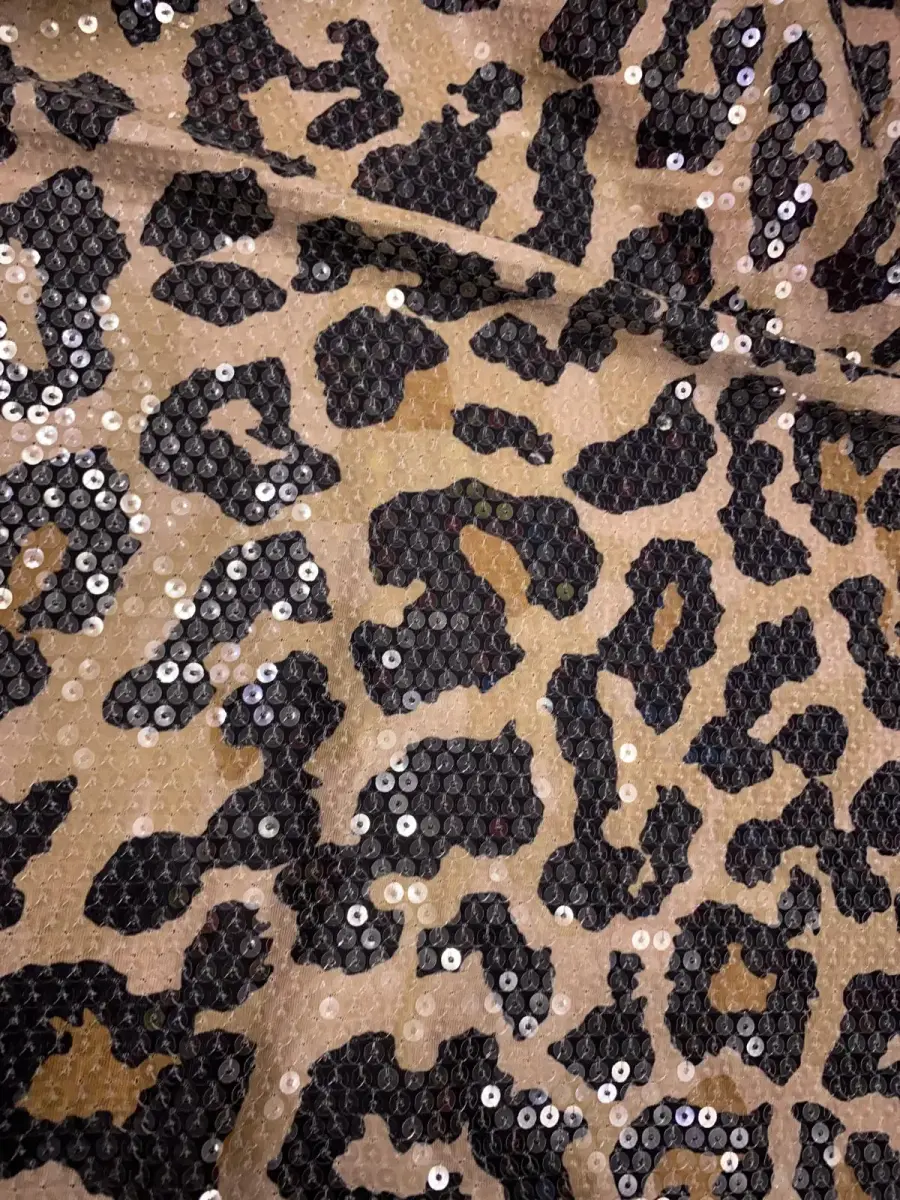 Şeffaf Payetli Leopar Jarse Bej