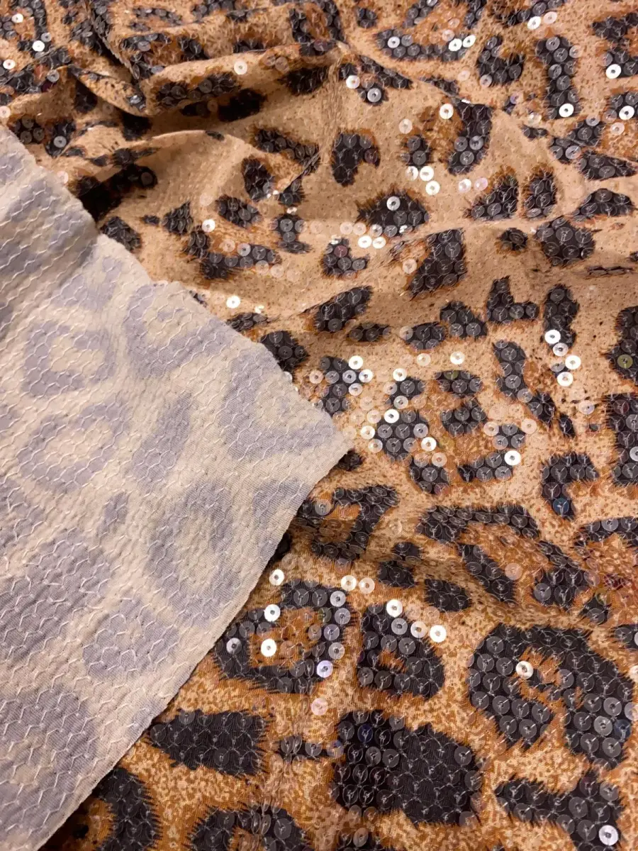 Şeffaf Payetli Leopar Desen Jarse