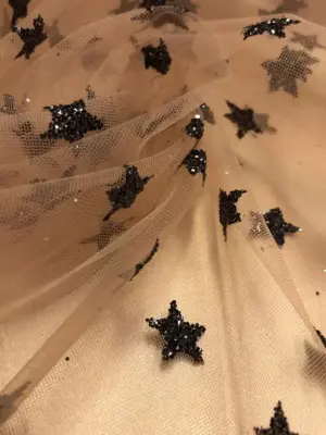 Yıldızlı Sim Baskı Hayal Tül