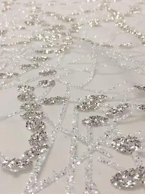 Zincir Desen Jıvır Sim Baskı Tül
