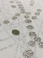 Zincir Desen Jıvır Sim Baskı Tül